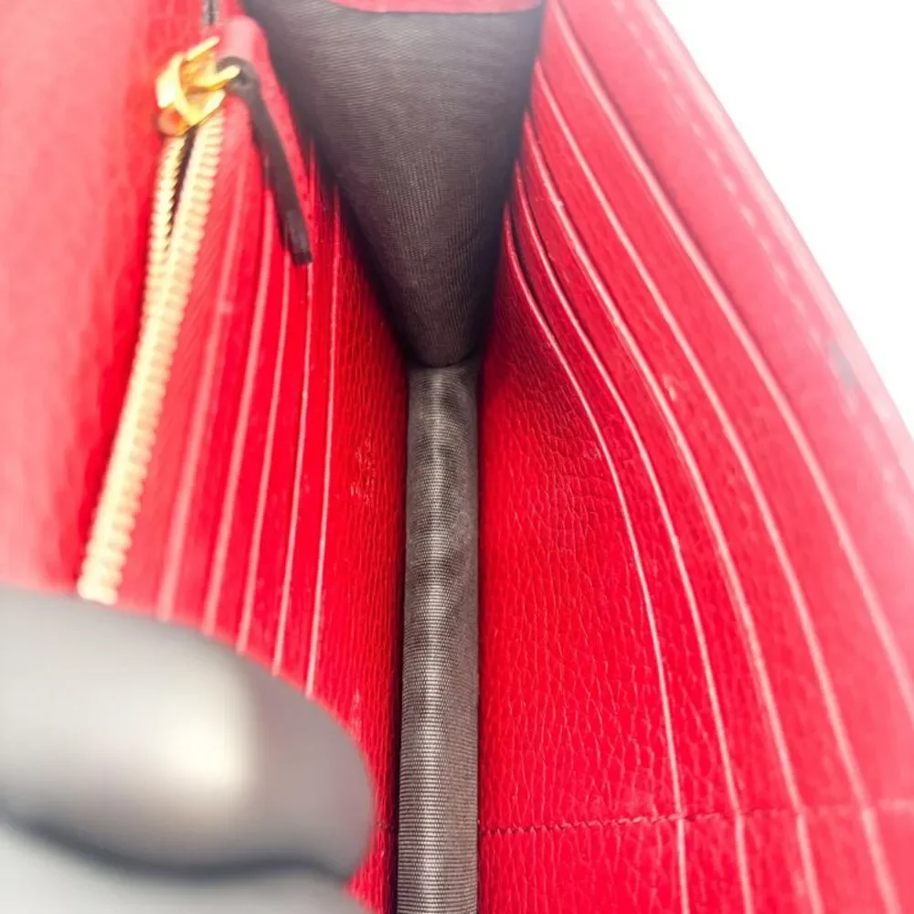 Gucci Interlocking G Leather Chain Shoulder Bag Red Gold Hardware